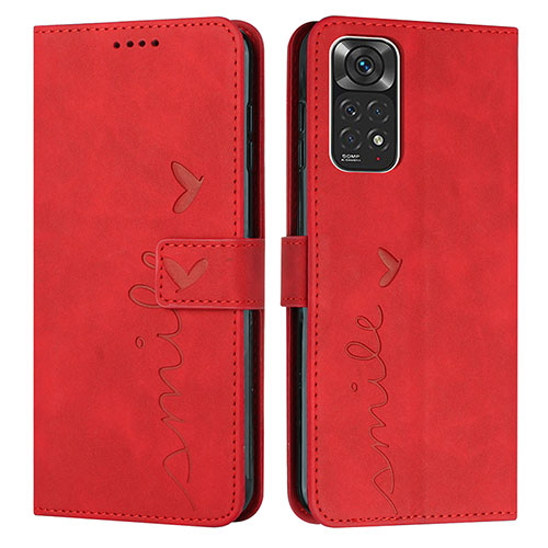 Leather Case Stands Flip Cover Holder Y03X for Xiaomi Redmi Note 11 4G (2022) Red