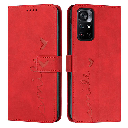 Leather Case Stands Flip Cover Holder Y03X for Xiaomi Redmi Note 11 5G Red