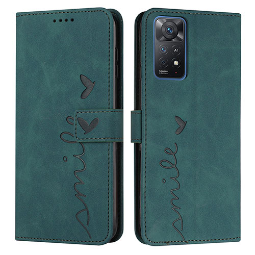 Leather Case Stands Flip Cover Holder Y03X for Xiaomi Redmi Note 11 Pro 4G Green