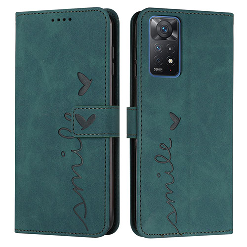 Leather Case Stands Flip Cover Holder Y03X for Xiaomi Redmi Note 11 Pro 5G Green