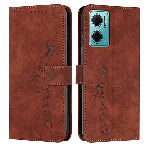 Leather Case Stands Flip Cover Holder Y03X for Xiaomi Redmi Note 11E 5G Brown