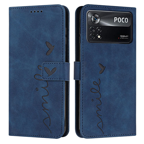 Leather Case Stands Flip Cover Holder Y03X for Xiaomi Redmi Note 11E Pro 5G Blue