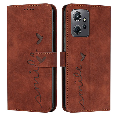 Leather Case Stands Flip Cover Holder Y03X for Xiaomi Redmi Note 12 4G Brown