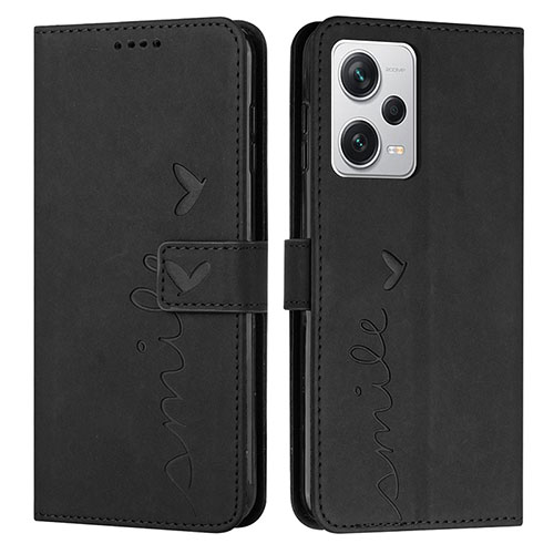 Leather Case Stands Flip Cover Holder Y03X for Xiaomi Redmi Note 12 Explorer Black