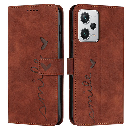 Leather Case Stands Flip Cover Holder Y03X for Xiaomi Redmi Note 12 Pro+ Plus 5G Brown