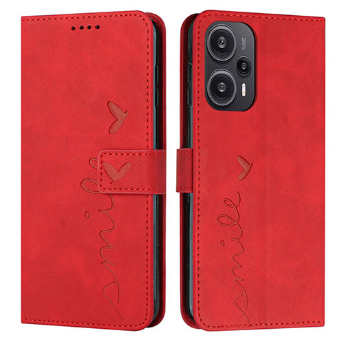 Leather Case Stands Flip Cover Holder Y03X for Xiaomi Redmi Note 12 Turbo 5G Red