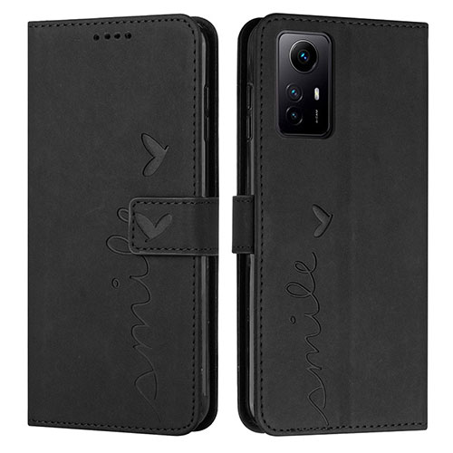 Leather Case Stands Flip Cover Holder Y03X for Xiaomi Redmi Note 12S Black