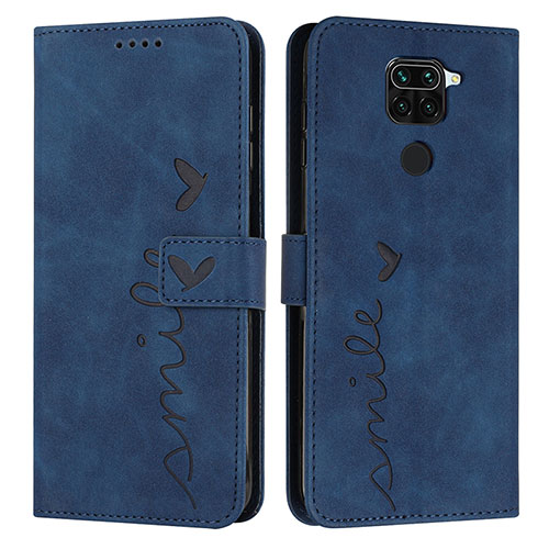 Leather Case Stands Flip Cover Holder Y03X for Xiaomi Redmi Note 9 Blue