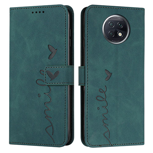Leather Case Stands Flip Cover Holder Y03X for Xiaomi Redmi Note 9T 5G Green