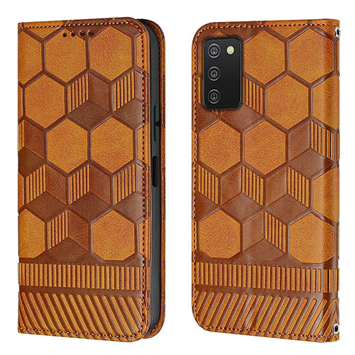 Leather Case Stands Flip Cover Holder Y04B for Samsung Galaxy A03s Light Brown