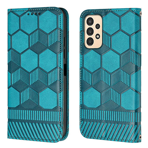 Leather Case Stands Flip Cover Holder Y04B for Samsung Galaxy A13 4G Cyan