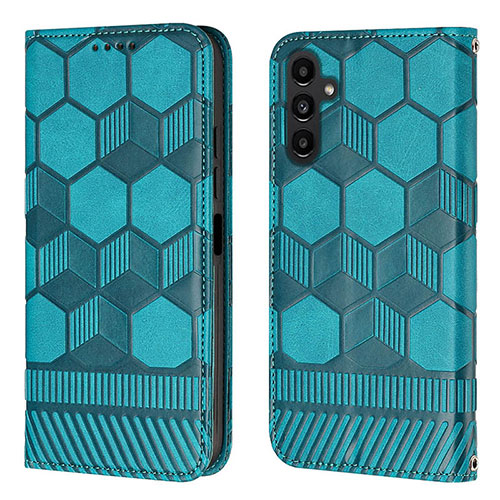 Leather Case Stands Flip Cover Holder Y04B for Samsung Galaxy A13 5G Cyan