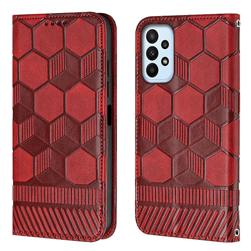 Leather Case Stands Flip Cover Holder Y04B for Samsung Galaxy A23 5G Red