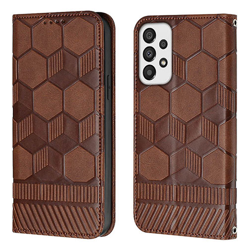 Leather Case Stands Flip Cover Holder Y04B for Samsung Galaxy A33 5G Brown