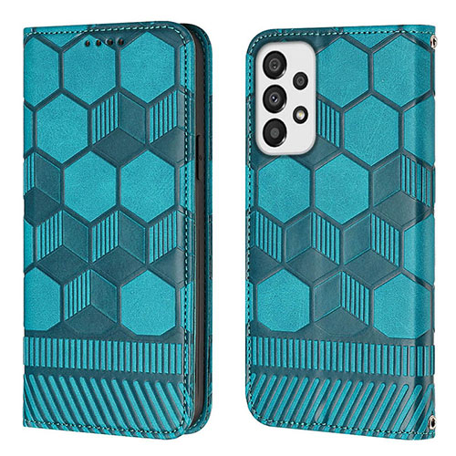 Leather Case Stands Flip Cover Holder Y04B for Samsung Galaxy A33 5G Cyan