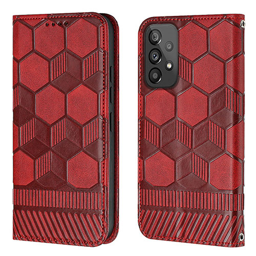 Leather Case Stands Flip Cover Holder Y04B for Samsung Galaxy A73 5G Red