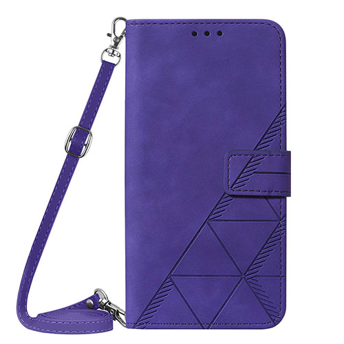 Leather Case Stands Flip Cover Holder Y04B for Samsung Galaxy F52 5G Purple