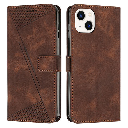 Leather Case Stands Flip Cover Holder Y04X for Apple iPhone 13 Brown