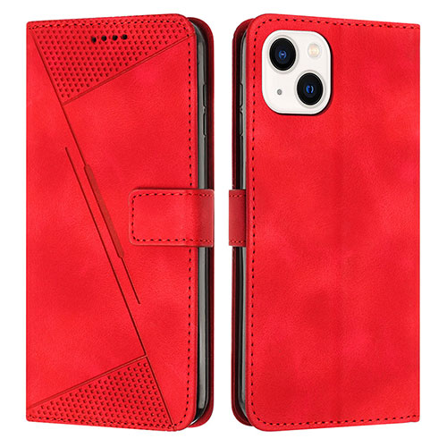 Leather Case Stands Flip Cover Holder Y04X for Apple iPhone 15 Plus Red