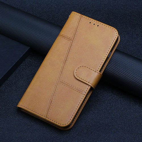 Leather Case Stands Flip Cover Holder Y04X for Google Pixel 6 5G Light Brown