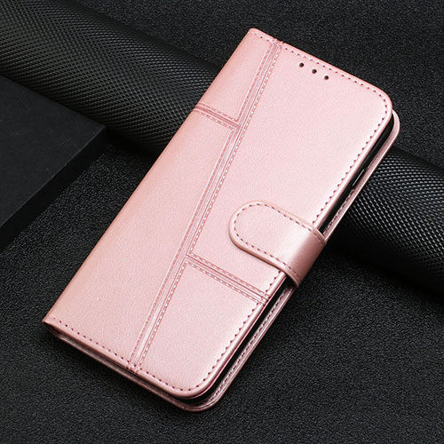 Leather Case Stands Flip Cover Holder Y04X for Google Pixel 7 Pro 5G Rose Gold