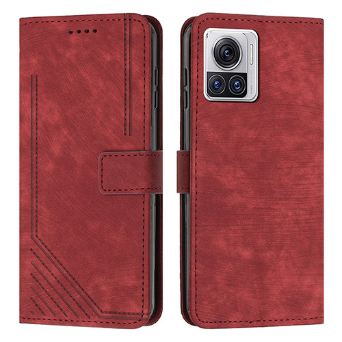 Leather Case Stands Flip Cover Holder Y04X for Motorola Moto Edge X30 Pro 5G Red