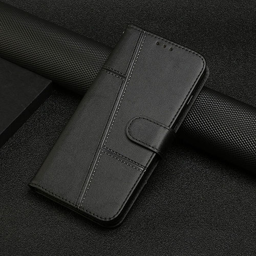 Leather Case Stands Flip Cover Holder Y04X for Motorola Moto G72 Black