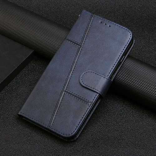 Leather Case Stands Flip Cover Holder Y04X for Motorola Moto G72 Blue