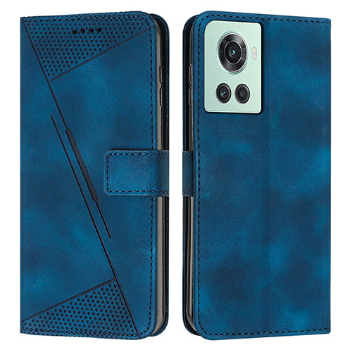 Leather Case Stands Flip Cover Holder Y04X for OnePlus 10R 5G Blue