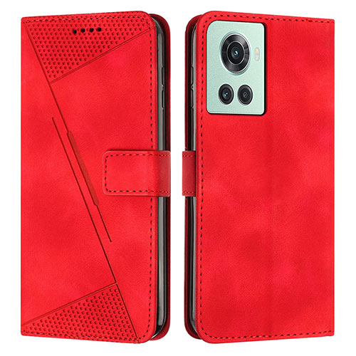 Leather Case Stands Flip Cover Holder Y04X for OnePlus 10R 5G Red