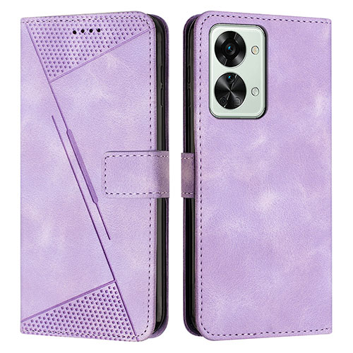 Leather Case Stands Flip Cover Holder Y04X for OnePlus Nord 2T 5G Purple