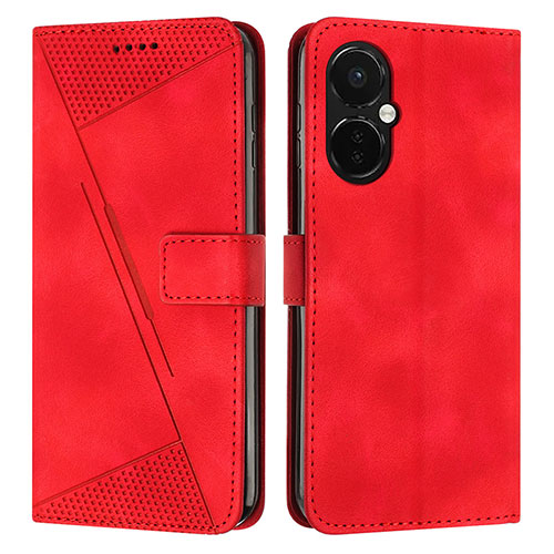 Leather Case Stands Flip Cover Holder Y04X for OnePlus Nord N30 5G Red