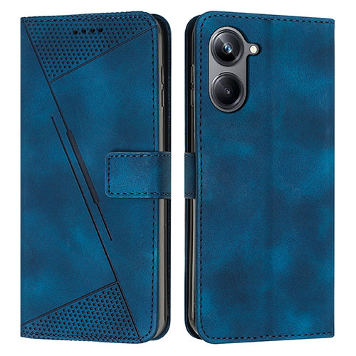 Leather Case Stands Flip Cover Holder Y04X for Realme 10 Pro 5G Blue