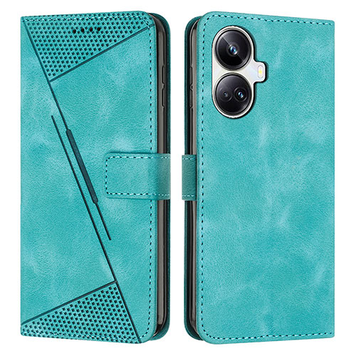 Leather Case Stands Flip Cover Holder Y04X for Realme 10 Pro+ Plus 5G Green