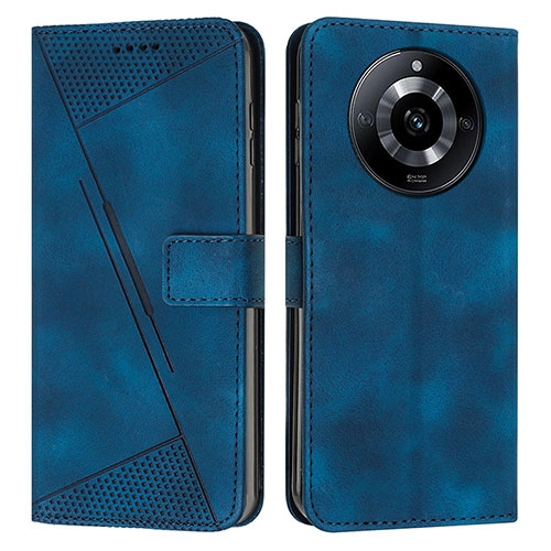 Leather Case Stands Flip Cover Holder Y04X for Realme 11 Pro+ Plus 5G Blue