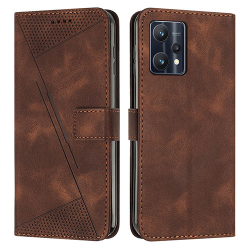 Leather Case Stands Flip Cover Holder Y04X for Realme 9 Pro 5G Brown