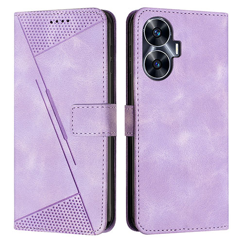 Leather Case Stands Flip Cover Holder Y04X for Realme C55 Purple