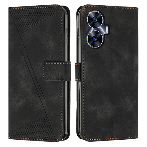 Leather Case Stands Flip Cover Holder Y04X for Realme Narzo N55 Black