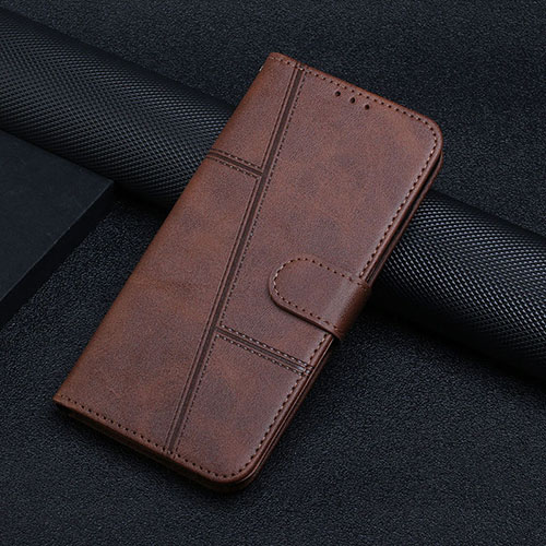 Leather Case Stands Flip Cover Holder Y04X for Samsung Galaxy F02S SM-E025F Brown