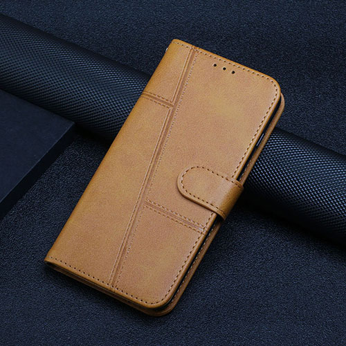 Leather Case Stands Flip Cover Holder Y04X for Samsung Galaxy F02S SM-E025F Light Brown