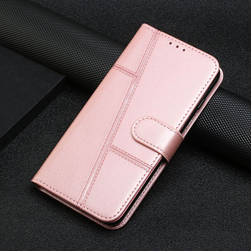 Leather Case Stands Flip Cover Holder Y04X for Xiaomi Poco F5 5G Rose Gold