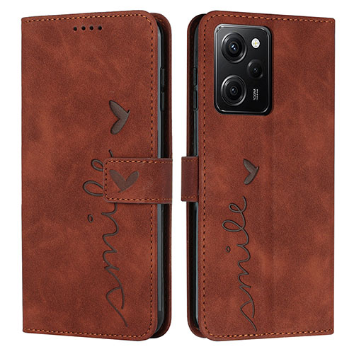 Leather Case Stands Flip Cover Holder Y04X for Xiaomi Redmi Note 12 Pro Speed 5G Brown