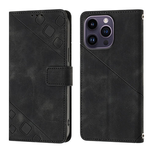 Leather Case Stands Flip Cover Holder Y05B for Apple iPhone 13 Pro Black