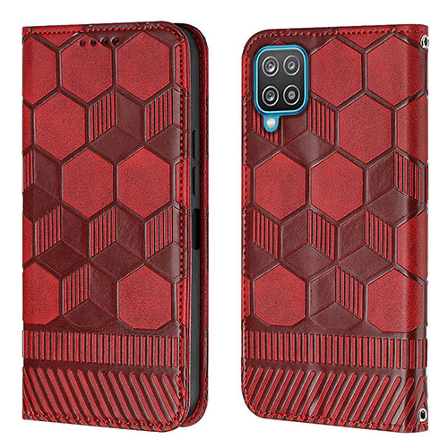 Leather Case Stands Flip Cover Holder Y05B for Samsung Galaxy A12 5G Red