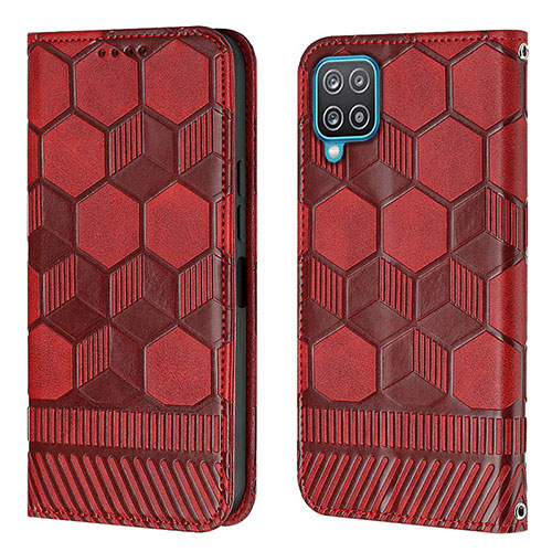 Leather Case Stands Flip Cover Holder Y05B for Samsung Galaxy A12 Nacho Red