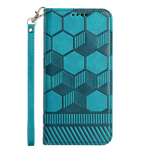 Leather Case Stands Flip Cover Holder Y05B for Samsung Galaxy F02S SM-E025F Cyan