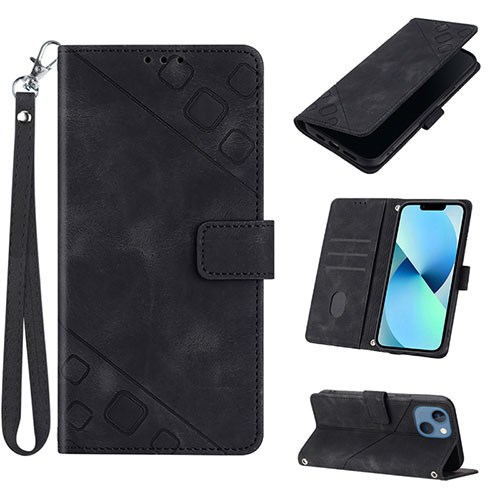 Leather Case Stands Flip Cover Holder Y06B for Apple iPhone 14 Plus Black