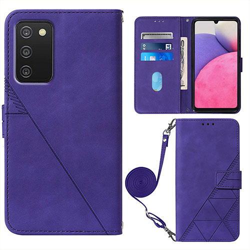 Leather Case Stands Flip Cover Holder Y07B for Samsung Galaxy A03s Purple