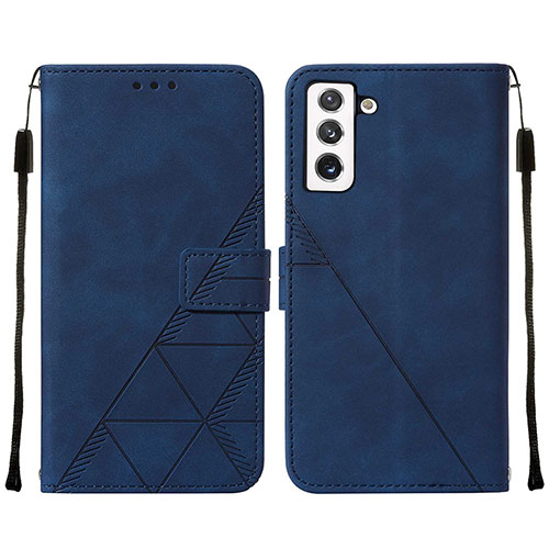 Leather Case Stands Flip Cover Holder Y07B for Samsung Galaxy S21 Plus 5G Blue