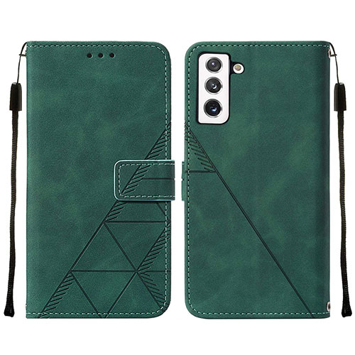 Leather Case Stands Flip Cover Holder Y07B for Samsung Galaxy S22 Plus 5G Green